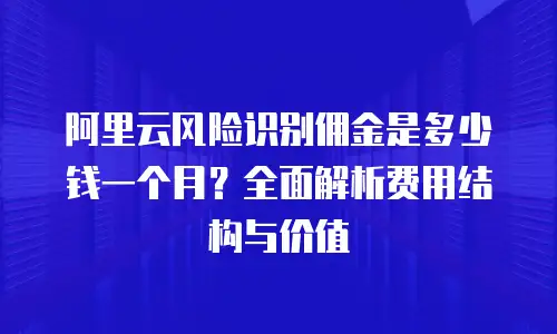 阿里云风险识别佣金是多少钱一个月？全面解析费用结构与价值