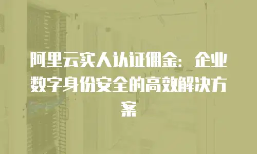 阿里云实人认证佣金：企业数字身份安全的高效解决方案