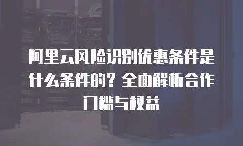 阿里云风险识别优惠条件是什么条件的？全面解析合作门槛与权益