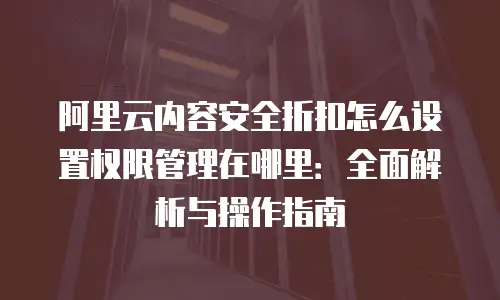 阿里云内容安全折扣怎么设置权限管理在哪里：全面解析与操作指南