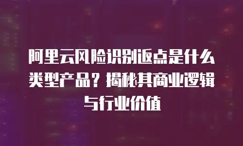 阿里云风险识别返点是什么类型产品？揭秘其商业逻辑与行业价值