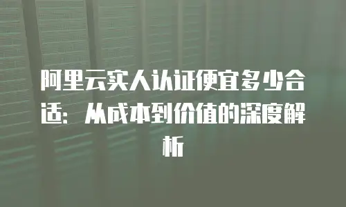 阿里云实人认证便宜多少合适：从成本到价值的深度解析