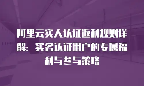 阿里云实人认证返利规则详解：实名认证用户的专属福利与参与策略
