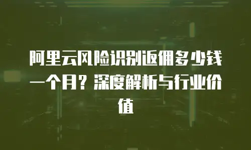阿里云风险识别返佣多少钱一个月？深度解析与行业价值