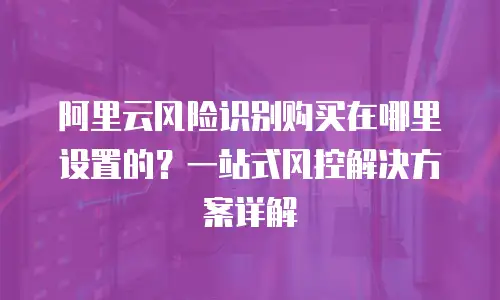 阿里云风险识别购买在哪里设置的？一站式风控解决方案详解