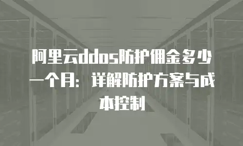 阿里云ddos防护佣金多少一个月：详解防护方案与成本控制