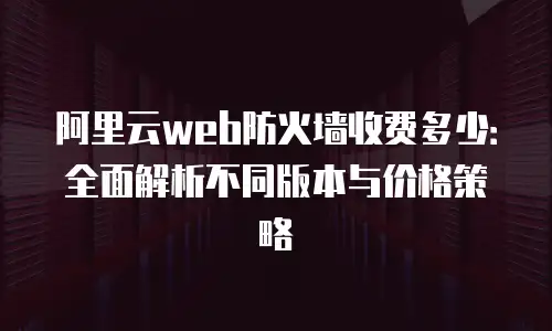 阿里云web防火墙收费多少：全面解析不同版本与价格策略