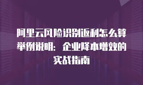阿里云风险识别返利怎么算举例说明：企业降本增效的实战指南