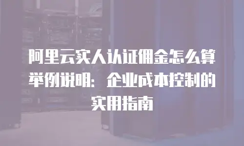 阿里云实人认证佣金怎么算举例说明：企业成本控制的实用指南