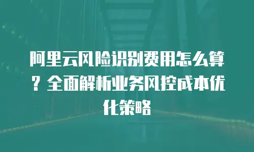 阿里云风险识别费用怎么算？全面解析业务风控成本优化策略