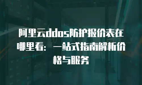 阿里云ddos防护报价表在哪里看：一站式指南解析价格与服务