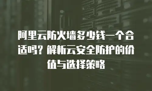 阿里云防火墙多少钱一个合适吗？解析云安全防护的价值与选择策略