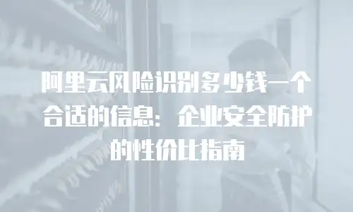 阿里云风险识别多少钱一个合适的信息：企业安全防护的性价比指南