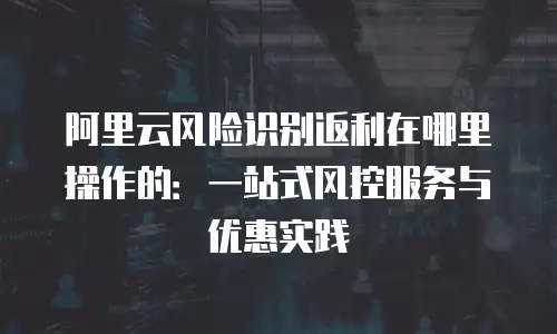 阿里云风险识别返利在哪里操作的：一站式风控服务与优惠实践