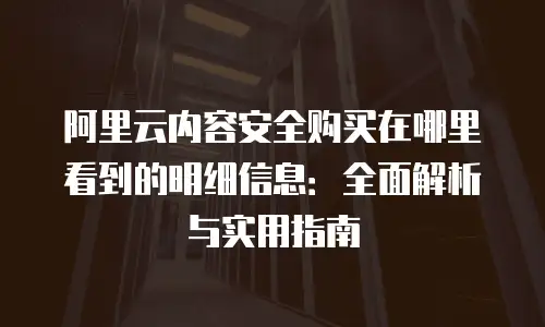 阿里云内容安全购买在哪里看到的明细信息：全面解析与实用指南