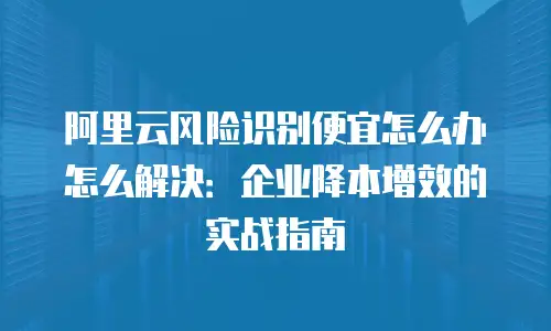 阿里云风险识别便宜怎么办怎么解决：企业降本增效的实战指南