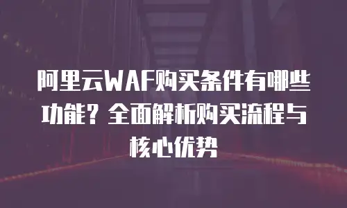 阿里云WAF购买条件有哪些功能？全面解析购买流程与核心优势