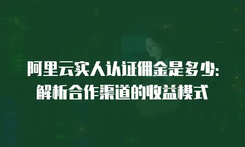 阿里云实人认证佣金是多少：解析合作渠道的收益模式