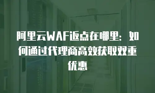 阿里云WAF返点在哪里：如何通过代理商高效获取双重优惠