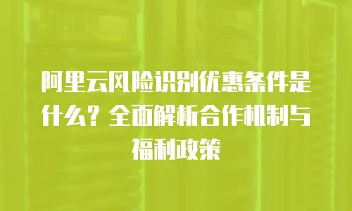 阿里云风险识别优惠条件是什么？全面解析合作机制与福利政策