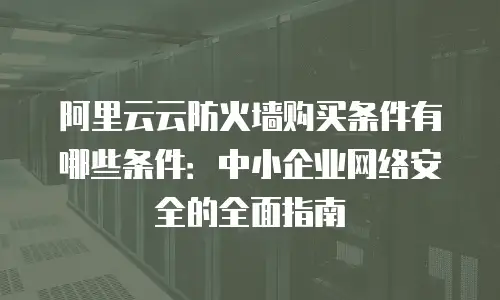 阿里云云防火墙购买条件有哪些条件：中小企业网络安全的全面指南