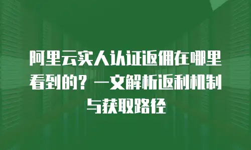 阿里云实人认证返佣在哪里看到的？一文解析返利机制与获取路径