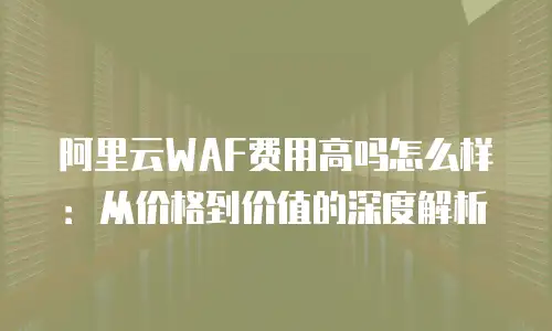 阿里云WAF费用高吗怎么样：从价格到价值的深度解析
