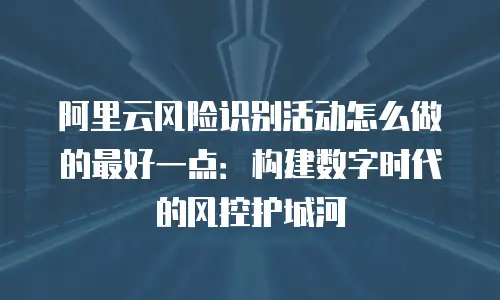 阿里云风险识别活动怎么做的最好一点：构建数字时代的风控护城河