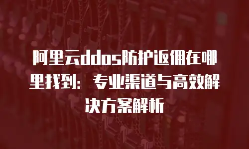 阿里云ddos防护返佣在哪里找到：专业渠道与高效解决方案解析