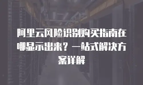 阿里云风险识别购买指南在哪显示出来？一站式解决方案详解