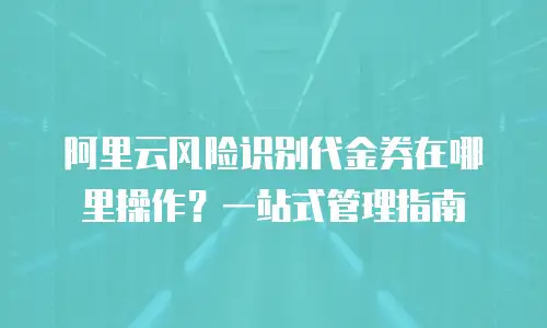 阿里云风险识别代金券在哪里操作？一站式管理指南