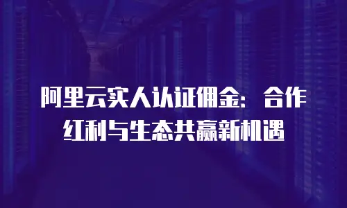 阿里云实人认证佣金：合作红利与生态共赢新机遇
