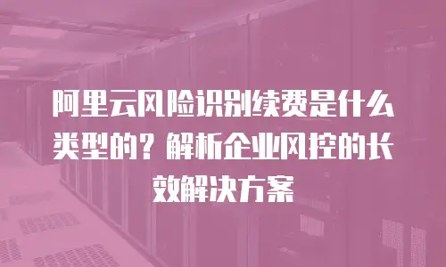 阿里云风险识别续费是什么类型的？解析企业风控的长效解决方案