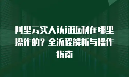 阿里云实人认证返利在哪里操作的？全流程解析与操作指南
