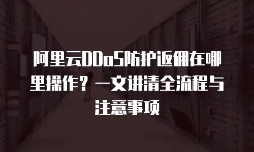 阿里云DDoS防护返佣在哪里操作？一文讲清全流程与注意事项