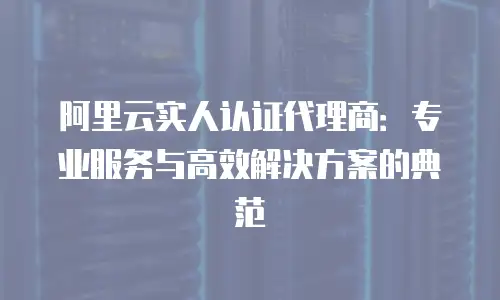 阿里云实人认证代理商：专业服务与高效解决方案的典范