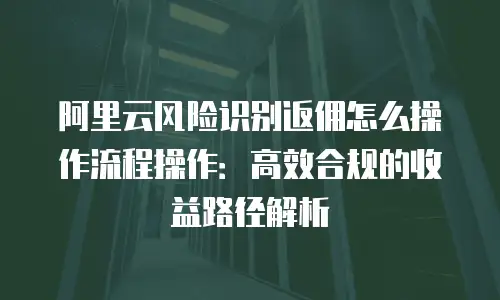 阿里云风险识别返佣怎么操作流程操作：高效合规的收益路径解析