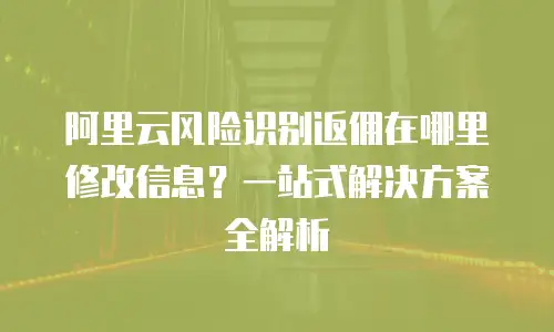 阿里云风险识别返佣在哪里修改信息？一站式解决方案全解析