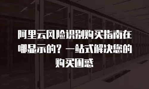阿里云风险识别购买指南在哪显示的？一站式解决您的购买困惑