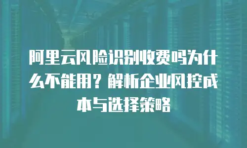 阿里云风险识别收费吗为什么不能用？解析企业风控成本与选择策略