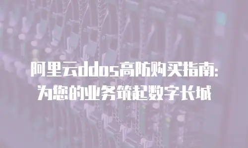 阿里云ddos高防购买指南：为您的业务筑起数字长城