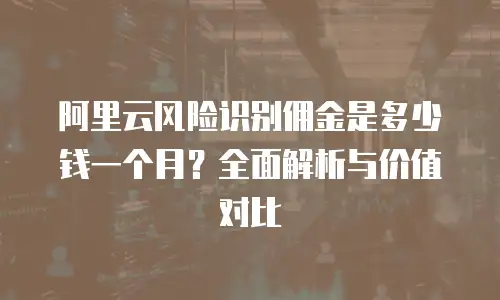 阿里云风险识别佣金是多少钱一个月？全面解析与价值对比