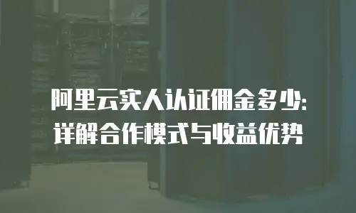 阿里云实人认证佣金多少：详解合作模式与收益优势