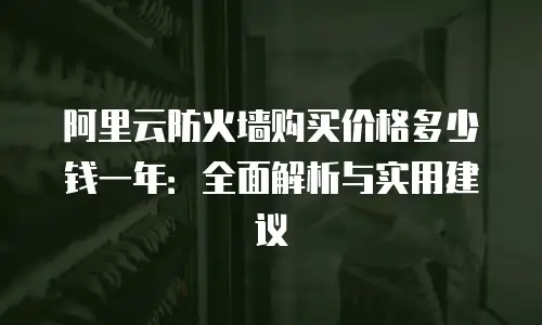 阿里云防火墙购买价格多少钱一年：全面解析与实用建议