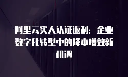 阿里云实人认证返利：企业数字化转型中的降本增效新机遇
