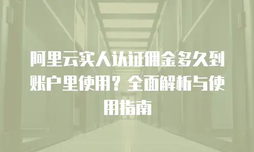 阿里云实人认证佣金多久到账户里使用？全面解析与使用指南