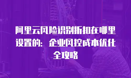 阿里云风险识别折扣在哪里设置的：企业风控成本优化全攻略