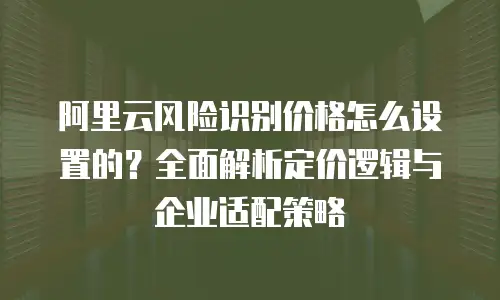 阿里云风险识别价格怎么设置的？全面解析定价逻辑与企业适配策略
