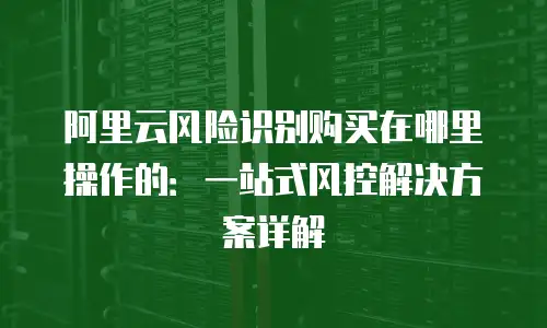 阿里云风险识别购买在哪里操作的：一站式风控解决方案详解