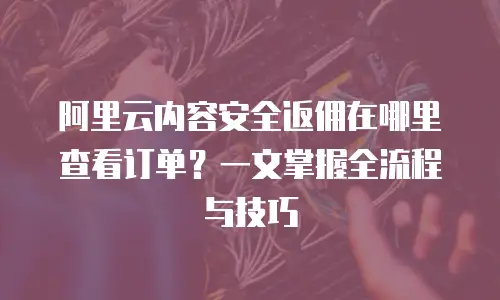 阿里云内容安全返佣在哪里查看订单？一文掌握全流程与技巧